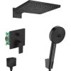 Hansgrohe Vernis Shape Pulsify All-in-one Concealed Shower Set With Overhead Shower 300 XXL + 3-jet Shower, Matt Black -Comfort Bathroom Store 90749197 1