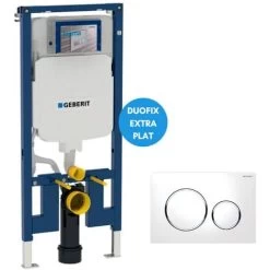 Geberit Duofix Set Extra-flat Support Frame 114 Cm UP720, Space-saving + Two-touch Flush Plate, White And Chrome (111.796.00.1-C)