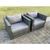 Fimous 2 PC Outdoor Rattan Single Sofa Chair Garden Furniture With Seat And Back Cushion Dark Grey Mixed -Comfort Bathroom Store 91099193 1