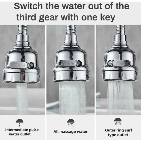 Kitchen Faucet Extension, Kitchen Faucet Aerator, 360° Swivel Water Saving Kitchen Faucet, With 4 Accessories, For Kitchen And Bathroom Accessories (3 Modes) 5 Kitchen Faucet Extension, Kitchen Faucet Aerator, 360° Swivel Water Saving Kitchen Faucet, With 4 Accessories, For Kitchen And Bathroom Accessories (3 Modes) - Image 3
