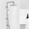 Bathroom Square Shower Mixer Set Twin Head Chrome Waterfall Riser Rail Hose NEW -Comfort Bathroom Store 91300086 1