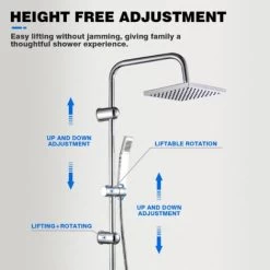 Bathroom Square Shower Mixer Set Twin Head Chrome Waterfall Riser Rail Hose NEW 10 Bathroom Square Shower Mixer Set Twin Head Chrome Waterfall Riser Rail Hose NEW -Comfort Bathroom Store 91300086 4