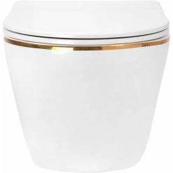 Toilet Bowl Rea Carlo White Mini Flat Gold Edge -Comfort Bathroom Store 91305270 2
