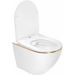 Toilet Bowl Rea Carlo White Mini Flat Gold Edge -Comfort Bathroom Store 91305270 3