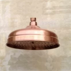 Copper Shower Head, 20cm (8 Inch) Diameter, High Pressure Fixed Shower Head With Adjustable Angle Shower Head Rain Shower Head - Gold