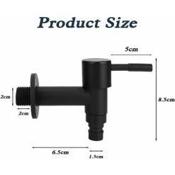Stainless Steel Wall Mounted Garden Faucet, 1 Piece G1/2 Inch Wall Mounted Wash Faucet Balcony Bathroom Kitchen Garden Wash Faucet (Black) -Comfort Bathroom Store 91889417 3