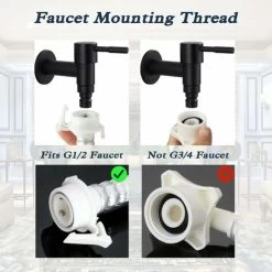 Stainless Steel Wall Mounted Garden Faucet, 1 Piece G1/2 Inch Wall Mounted Wash Faucet Balcony Bathroom Kitchen Garden Wash Faucet (Black) -Comfort Bathroom Store 91889417 5