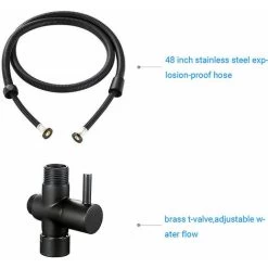 Black Stainless Steel Toilet Shower Kit Toilet Faucet With Sprayer For Daily Personal Hygiene, Wall Hose Set -Comfort Bathroom Store 91890035 2