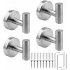 Set Of 4 SUS 304 Stainless Steel Towel Hooks For Bathroom, Kitchen, Bedroom, Garage, Closet Door Or Swimming Pool - Silver 1 Set Of 4 SUS 304 Stainless Steel Towel Hooks For Bathroom, Kitchen, Bedroom, Garage, Closet Door Or Swimming Pool - Silver -Comfort Bathroom Store 91891510 1