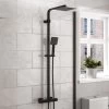 Modern Square Matte Black Exposed Thermostatic Mixer Shower Set With Shower Head And Handheld -Comfort Bathroom Store 91925365 1