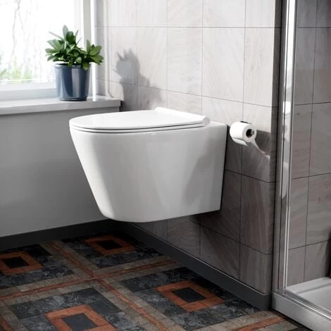 Wila White Rimless Wall Hung Toilet With Ultra Slim Soft Close Seat 4 Wila White Rimless Wall Hung Toilet With Ultra Slim Soft Close Seat - Image 2