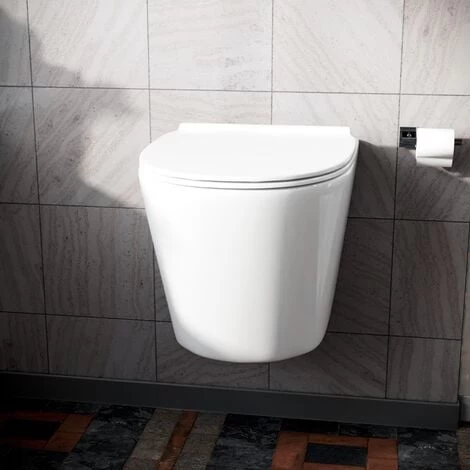 Wila White Rimless Wall Hung Toilet With Ultra Slim Soft Close Seat 5 Wila White Rimless Wall Hung Toilet With Ultra Slim Soft Close Seat - Image 3