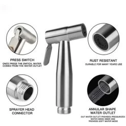 Stainless Steel Bidet Sprayer, Handheld Sprayer Toilet Attachment For Pet Bathroom/Personal Hygiene, Easy To Install (Gold) 10 Stainless Steel Bidet Sprayer, Handheld Sprayer Toilet Attachment For Pet Bathroom/Personal Hygiene, Easy To Install (Gold) -Comfort Bathroom Store 92185113 4