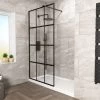 Stanley 1200mm Black Grid Framed Walk-In Shower Enclosure With Support Bar