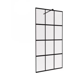 Stanley 1200mm Black Grid Framed Walk-In Shower Enclosure With Support Bar -Comfort Bathroom Store 92377568 5