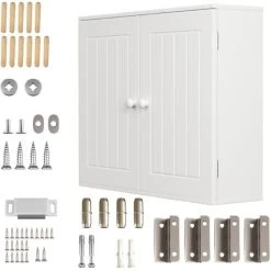 Waterproof Bathroom Storage Cabinet,FreeStanding Cabinet Organizer Unit With 2 Door And Shelf For Store Toilet Paper,Books,Shampoo,White. -Comfort Bathroom Store 92381480 3