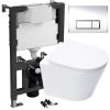 Wall Hung Rimless Toilet Pan & Seat With 0.82m - 1.0m Low Height Concealed Cistern WC Frame