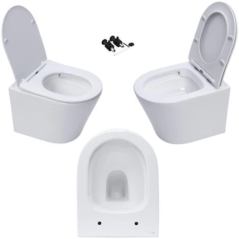 Wall Hung Rimless Toilet Pan & Seat With 0.82m - 1.0m Low Height Concealed Cistern WC Frame 4 Wall Hung Rimless Toilet Pan & Seat With 0.82m - 1.0m Low Height Concealed Cistern WC Frame - Image 2