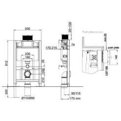Wall Hung Rimless Toilet Pan & Seat With 0.82m - 1.0m Low Height Concealed Cistern WC Frame 11 Wall Hung Rimless Toilet Pan & Seat With 0.82m - 1.0m Low Height Concealed Cistern WC Frame -Comfort Bathroom Store 92607912 5
