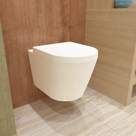 Biubiubath Rimless Wall Hung Toilet Soft Close Seat Modern Bathroom Round WC Pan 3 Biubiubath Rimless Wall Hung Toilet Soft Close Seat Modern Bathroom Round WC Pan