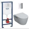 Grohe Toilet Set Rapid SL Support Frame + Geberit Rimfree Wall Hung Toilet + Skate Cosmopolitan Flush Plate -Comfort Bathroom Store 92692805 1