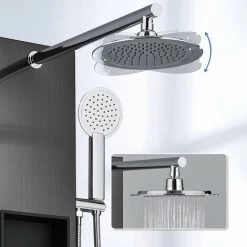 Shower Panel Column Tower With 3 In 1 Multiple Function, Waterfall Rainfall Shower Head Body Jets Handheld Shower Wall Mounted Stainless Steel Shower System Black -Comfort Bathroom Store 92849005 3
