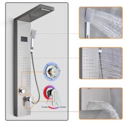 Shower Anel With 5 Types Of Panel Tower System Silver Brushed Nickel Shower Column With Hydromassage Shower Function -Comfort Bathroom Store 92849006 4