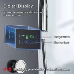 Black Hydro-Massage Shower Column Panel With LCD Display And Hand Shower And 8 Massaging Nozzles Stainless Steel Multi-Functional Shower System For Bathrooms -Comfort Bathroom Store 92849008 4