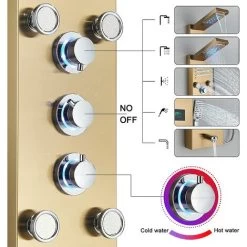 LED Hydromassage Shower Column Mixer 5 Functions Shower Panel Set For Bathroom Stainless Steel System Set With Fixed Shower Head,Massage,Hand Shower And Spout Bathtub -Comfort Bathroom Store 92849012 3
