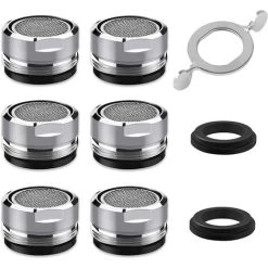M24 Faucet Aerator, 6 Pieces Water Saving Faucet Aerator With Stainless Steel And ABS Filter, Include 8 Gaskets And 1 Chrome Aerator Wrench For Bathroom And Kitchen Sink Faucet