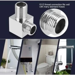 Wall Supply Elbow, Square Shower Outlet Elbow Wall Supply Elbow Shower Hose Connector For Hand Shower, 1/2" -Comfort Bathroom Store 92867456 4