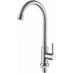 Single Cold Water Kitchen Faucet, 360° Swivel, Single Lever Kitchen Sink Faucet, Stainless Steel