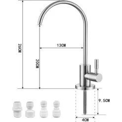 Drinking Water Kitchen Faucet - Stainless Steel Lead Free Purifier Faucet, Faucet With 4 Adapters, For Reverse Osmosis RO Filter, Iltration System (Brushed Nickel) -Comfort Bathroom Store 92868154 2