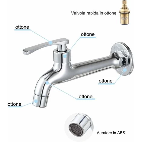 Chrome Brass Faucet Laundry Bathroom Wall Mounted Washing Machine Faucet Outdoor Garden Single Hose Cold Faucet 5 Chrome Brass Faucet Laundry Bathroom Wall Mounted Washing Machine Faucet Outdoor Garden Single Hose Cold Faucet - Image 3