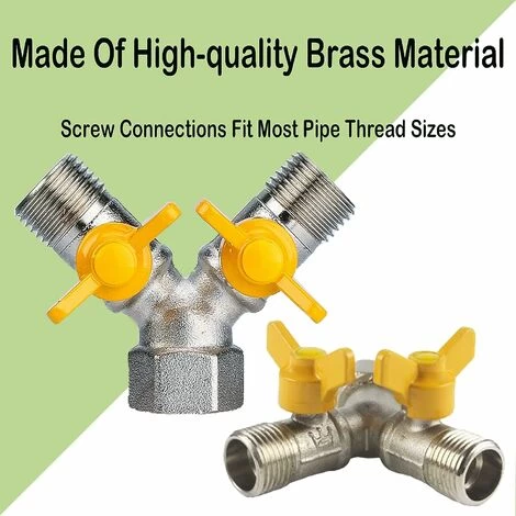 Brass 1/2" Y Switch Valve, 2-Way Y-Distributor Faucet Splitter, Divider Gas Valve, Hose Divider Brass, For Shower Head, Shower Arm 7 Brass 1/2" Y Switch Valve, 2-Way Y-Distributor Faucet Splitter, Divider Gas Valve, Hose Divider Brass, For Shower Head, Shower Arm - Image 5
