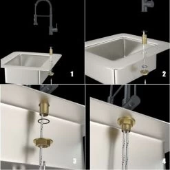 Black Kitchen Faucet 360° Swivel Single Handle Kitchen Sink Faucet High Arc Pull Out Sprayer 2 Spray Modes Brass -Comfort Bathroom Store 92868444 5