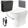 Rimless D Shape Back To Wall Toilet Pan With Soft Close Seat & Concealed Cistern Gun Metal Plate Button -Comfort Bathroom Store 92871066 1