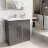Hollton 800mm Anthracite Grey Floor Standing Vanity Unit With Ceramic Sink -Comfort Bathroom Store 92879984 1