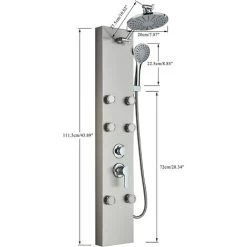 Shower Panels System With 8-inch Rainfall Shower, 6 Body Jets And 5-Setting Handheld Shower Wand, Shower Tower With Adjustable Head, Stainless Steel Brushed -Comfort Bathroom Store 93397156 2
