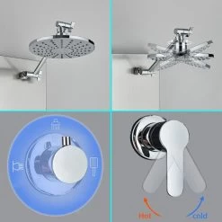 Shower Panels System With 8-inch Rainfall Shower, 6 Body Jets And 5-Setting Handheld Shower Wand, Shower Tower With Adjustable Head, Stainless Steel Brushed -Comfort Bathroom Store 93397156 5