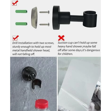 Shower Head Holder Wall Mount SUS304 Stainless Steel Shower Wand Holder,Adjustable Handheld Shower Head Bracket Holder Matte Black,A13120B 5 Shower Head Holder Wall Mount SUS304 Stainless Steel Shower Wand Holder,Adjustable Handheld Shower Head Bracket Holder Matte Black,A13120B - Image 3