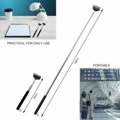 FlkwoH Rear Scraper Packed In 3 Pieces, The Telescopic Rear Scraper Is Retractable, There Is A Stable Rubber Handle On The Rear Of The Rear Scraper, The Rear Scraper (black + White + Blue) -Comfort Bathroom Store 93448263 3