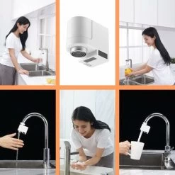 Touchless Bathroom Sink Faucet Adapter Automatic Smart Motion Sensor Hands Free Water Faucet Attachment Ideal For Hotel Kitchen Sink (White) -Comfort Bathroom Store 93498950 4