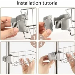 1 Piece No Drilling Shower Shelf, Stainless Telescopic Bathroom Shelf, No Drilling Corner Shower Shelf, Bathroom Shelf, Suitable For Shower Rod, Shampoo Holder -Comfort Bathroom Store 93515562 3