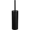 Ceramic Toilet Brush Set , Toilet Brush Holder, Including Toilet Brush With Silicone Head , Plastic Flexible Lid, : 9 X 39 Cm, Timeless Black