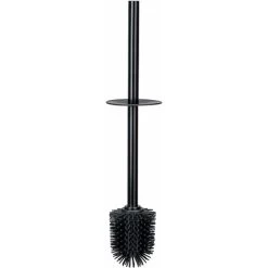 Ceramic Toilet Brush Set , Toilet Brush Holder, Including Toilet Brush With Silicone Head , Plastic Flexible Lid, : 9 X 39 Cm, Timeless Black -Comfort Bathroom Store 93518606 3