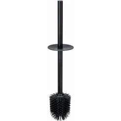 Ceramic Toilet Brush Set , Toilet Brush Holder, Including Toilet Brush With Silicone Head , Plastic Flexible Lid, : 9 X 39 Cm, Timeless Black -Comfort Bathroom Store 93518606 4