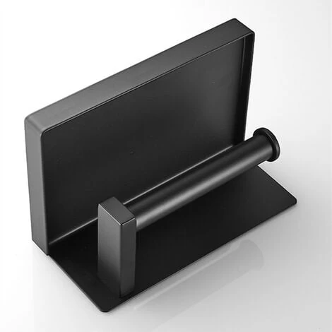 Black Self Adhesive Toilet Roll Holder With Shelf, Wall Mounted Toilet Paper Holder For Bathroom, Stainless Steel, WC Toilet Paper Holder Without Drilling 3 Black Self Adhesive Toilet Roll Holder With Shelf, Wall Mounted Toilet Paper Holder For Bathroom, Stainless Steel, WC Toilet Paper Holder Without Drilling