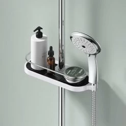 Post Shower Shelf, No Drilling Shower Shelf For Shower Rail, Shower Soap Holder, No Drilling, -Comfort Bathroom Store 93525481 4