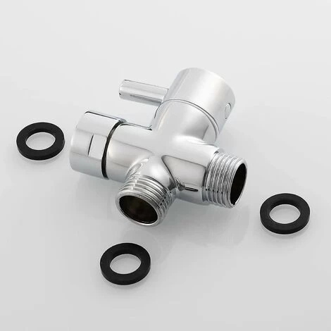 3 Way Valve Solid Brass G1/2 Hand Shower Components Universal Fitting, Chrome 6 3 Way Valve Solid Brass G1/2 Hand Shower Components Universal Fitting, Chrome - Image 4